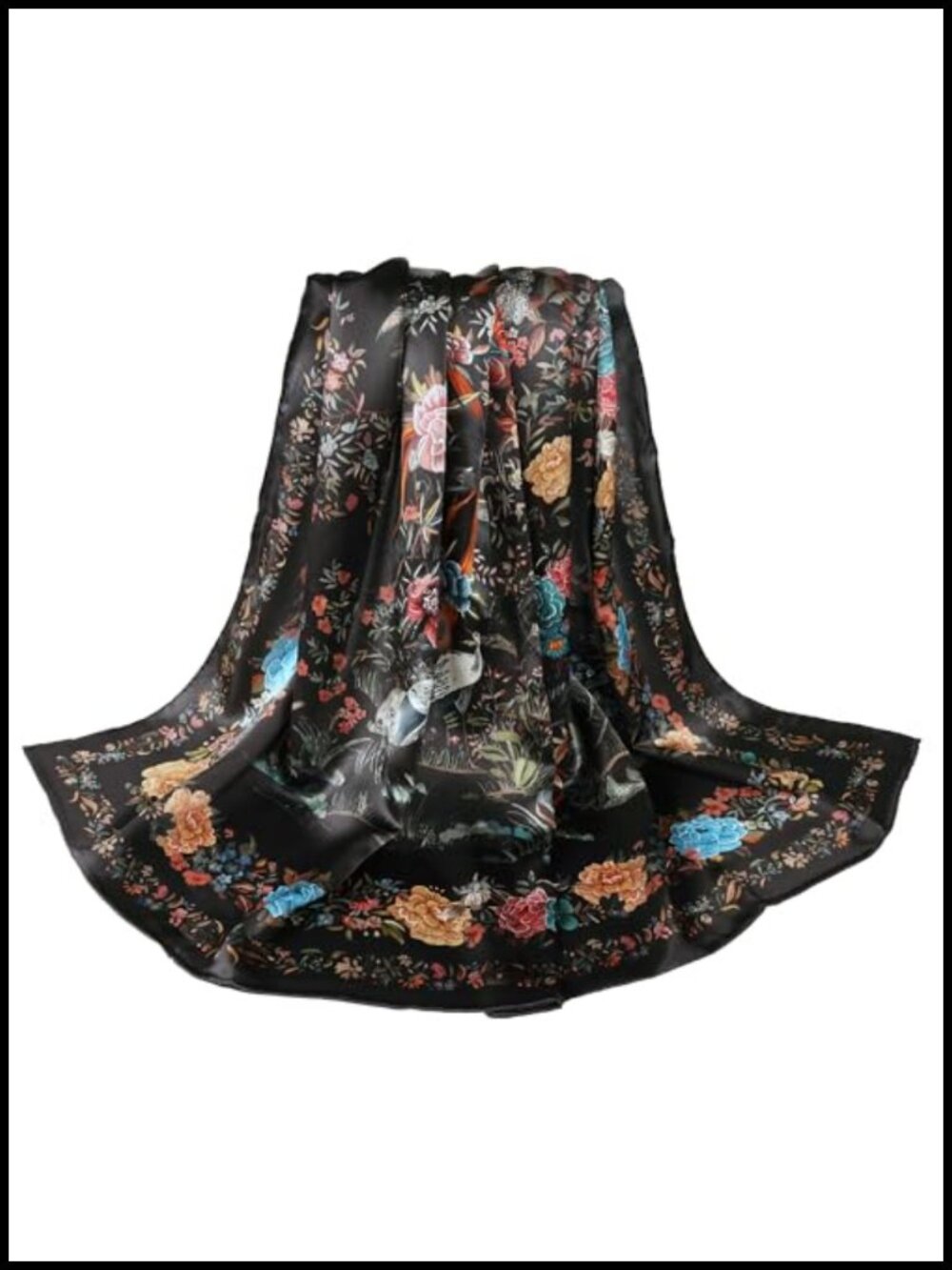 100% Mulberry Silk Scarf 43" Large Square Headscarf Hair Wrap Shawl